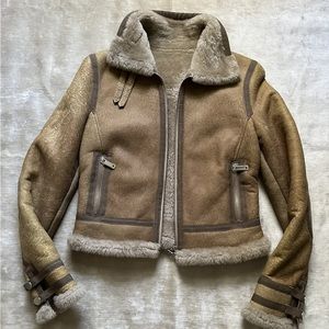 Emporio Armani distressed shearling aviator jacket